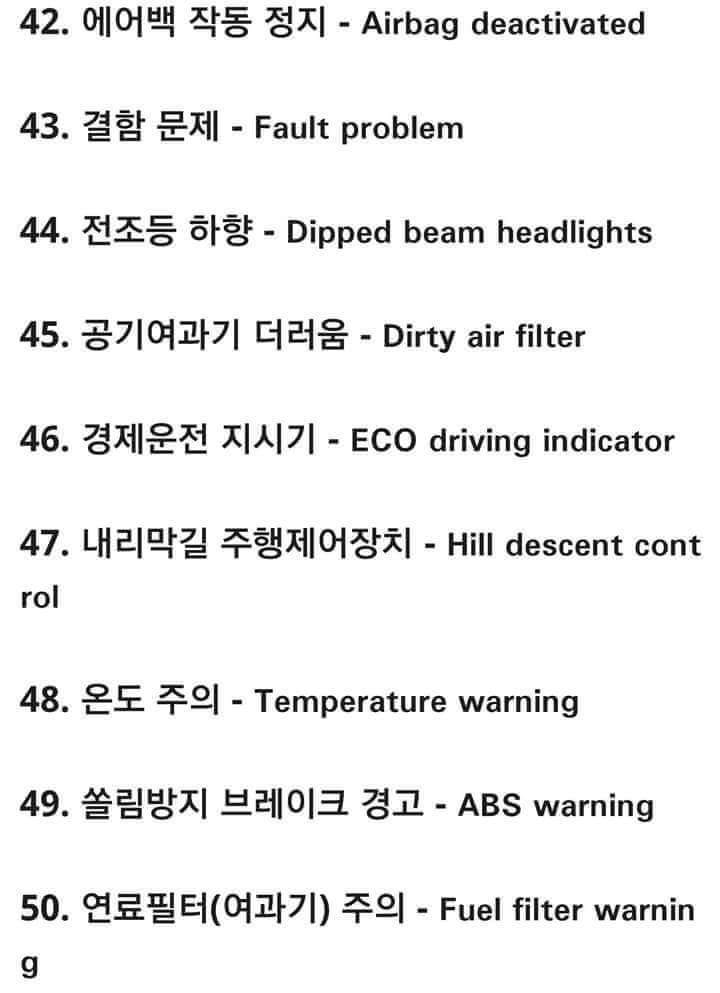 자동차 계기판 모든 경고등 설명서!! | 인스티즈