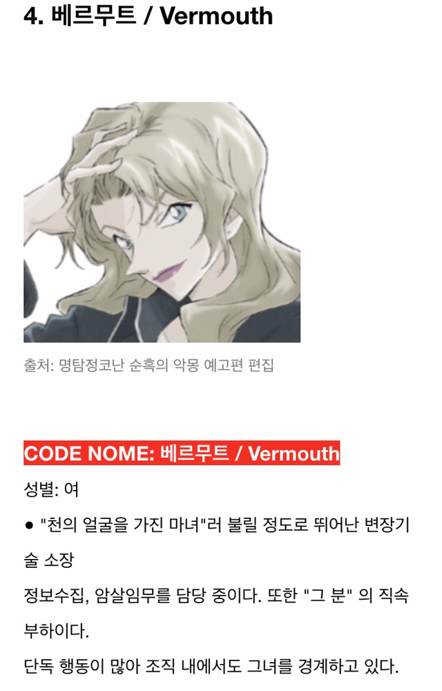 명탐정코난 검은조직 멤버들 정리 | 인스티즈