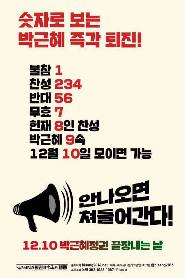 숫자로 보는 박근혜 즉각 퇴진 : 10일 날에도 함께하실꺼죠? | 인스티즈