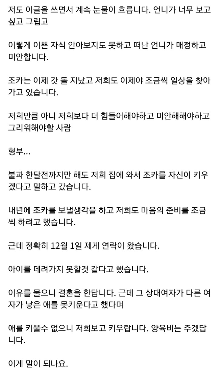 형부의 재혼을 말리는 저희가족이 이기적인건가요?...jpg | 인스티즈